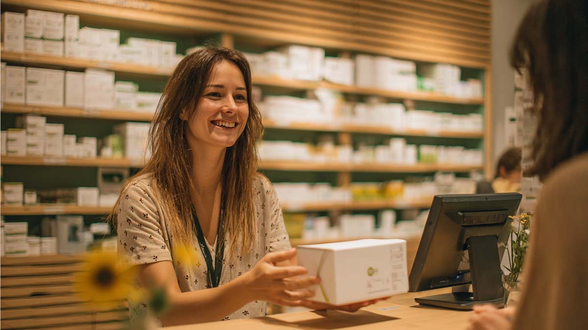 Apothekerin beraet Kundin in der Apotheke