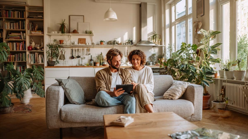 job-arbeit-zeit-beispiel-cannabis-bestellen-liefern-lassen-rezept-online-zuhause-sofa-paar-sucht-blueten